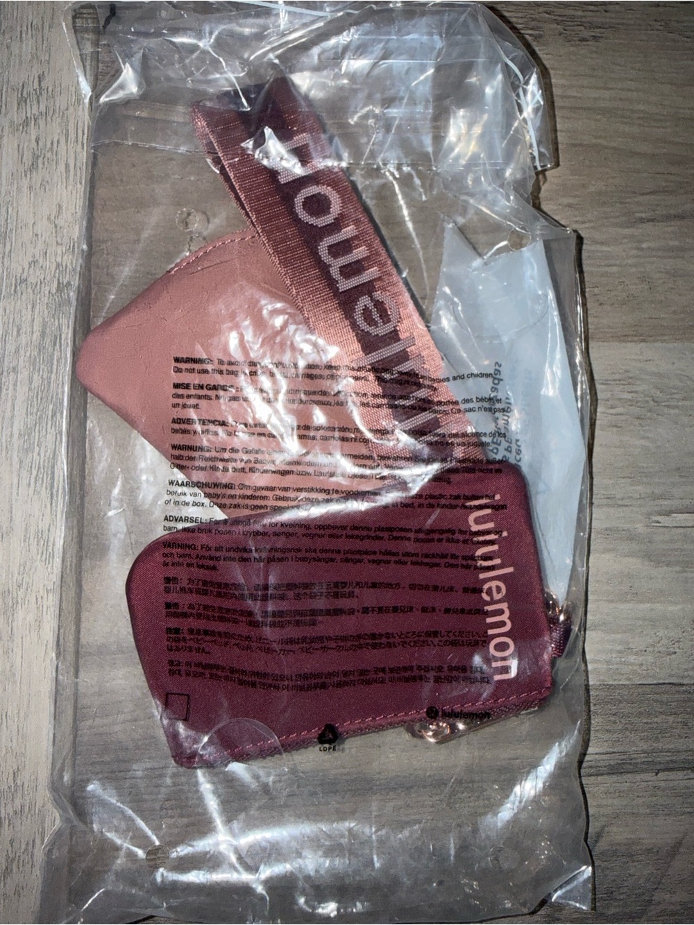 Lululemon Dual Pouch Wristlet Wordmark Garnett/Spiced Chai/Flush Pink
